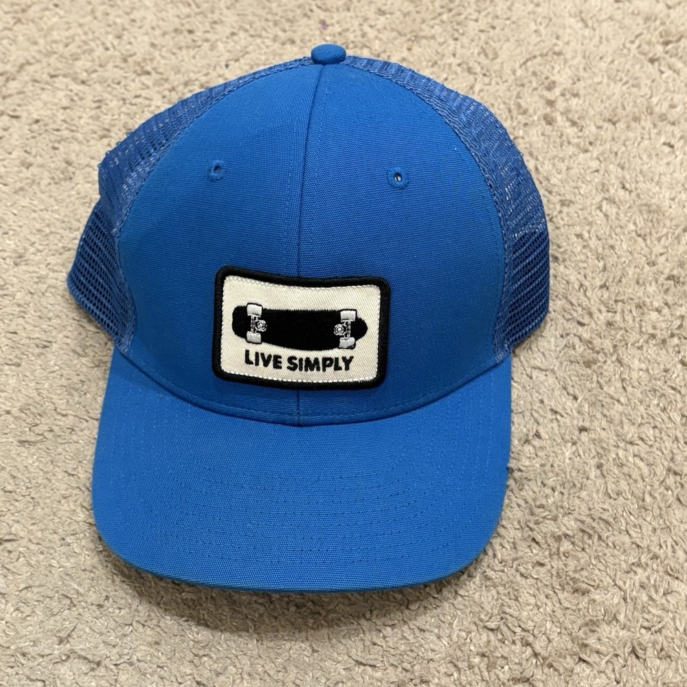 Patagonia Skateboard Live Simply Trucker Hat Snapback Cap Blue Mesh Back